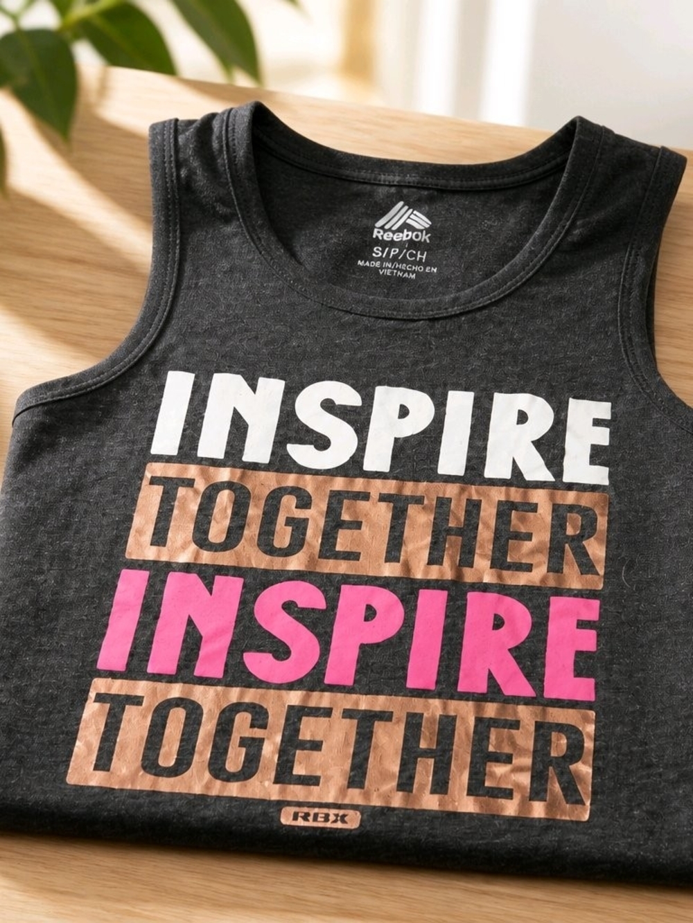 RBX Black Tank Top with White, Pink & Copper Graphic